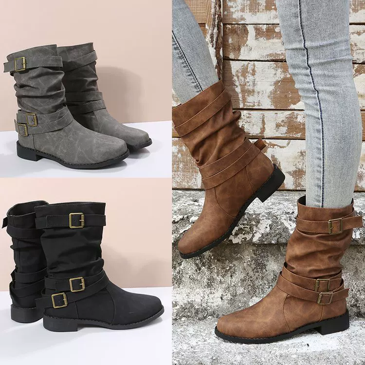 Demi-season boots, for import, mid-length, plus size