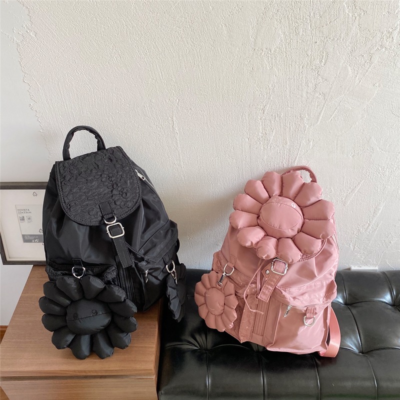 王嘉尔同款太阳花双肩背包2021新款学院风牛津布大容量男女双肩包|ms