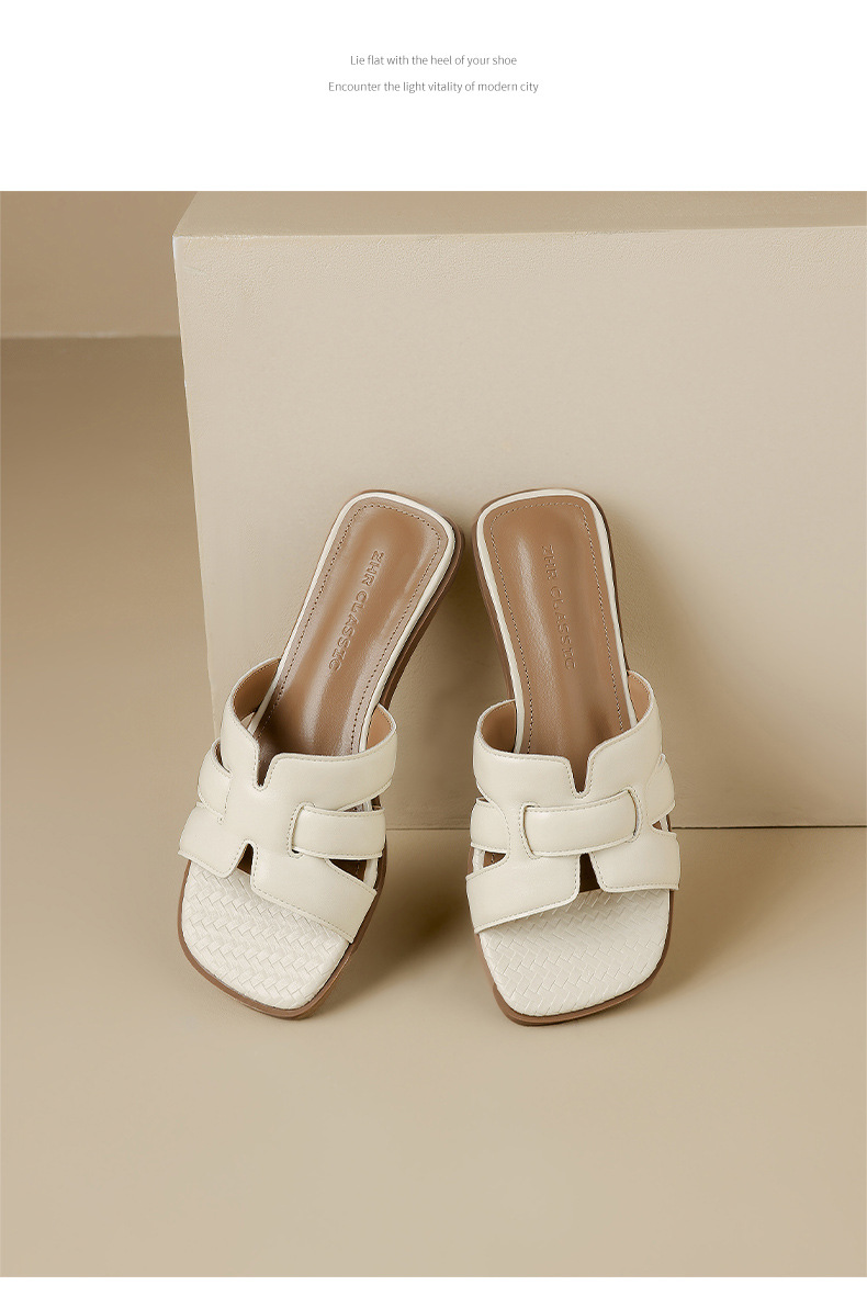 Sandal cao gót nữ quai ngang dệt thời trang, gót vuông 7 cm — JF579 Vàng chi tiết 23