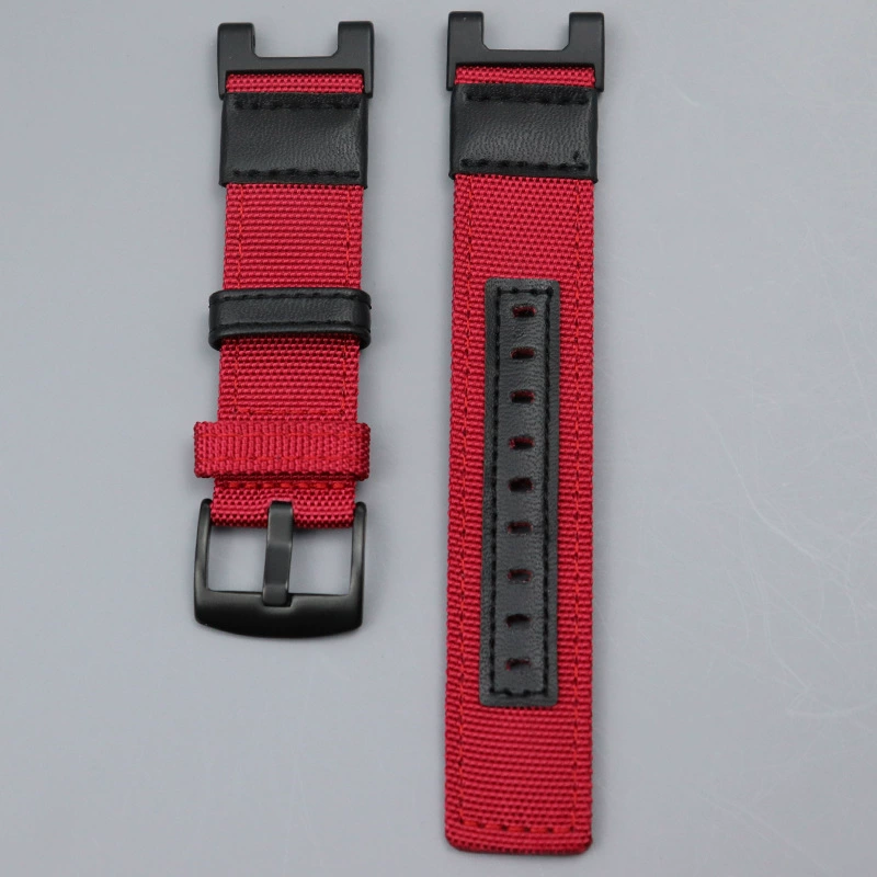 Ремешок для Huami Amazfit T‑Rex (A1918) — холщовый нейлон чёрный, кожаная отделка, с отвёрткой