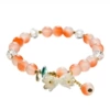 S033-Glass imitation jade lily of the valley flower bracelet-Orange and white#SZ245