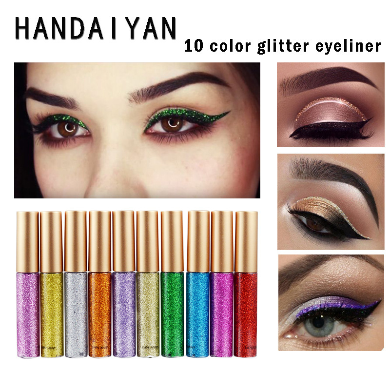 Han Daiyan's Popular European and American Magic Smooth and Shiny Liquid Eyeliner, Long-Lasting and Smudge-Proof, with Glitter and Color for the Lower Eyelid