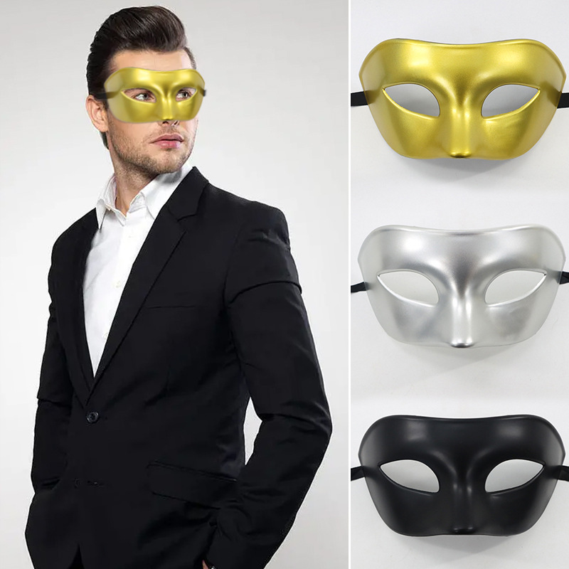 Amazon venta caliente Halloween baile media cara para adultos máscara de ojos engrosada Navidad retro clásico para hombres