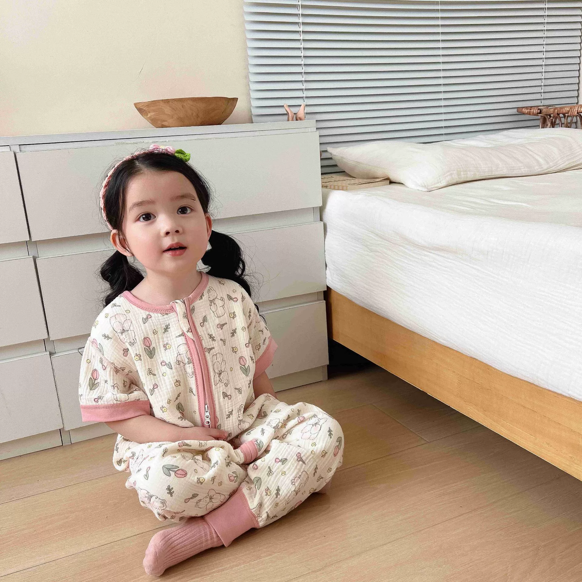 Летний хлопковый марлевый спальный мешок, pijama, с коротким рукавом