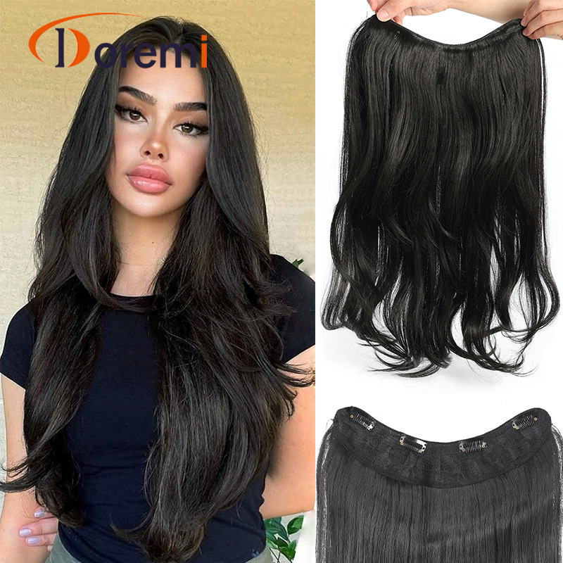 Peluca, cabello largo, extensión de cabello, cabello largo en capas en forma de V femenino, hebilla interior, peluca de fibra química de una pieza natural
