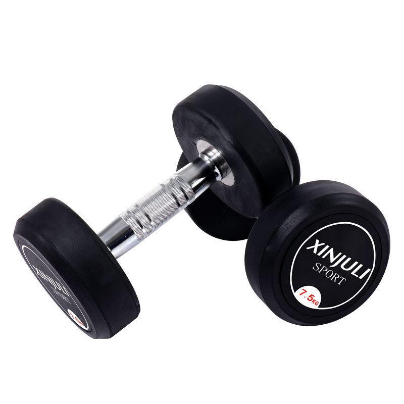 Cabeza redonda mancuerna fija hombres y mujeres Barbell con recubrimiento de goma pájaro volador gimnasio equipo de fitness hogar comercial mancuerna de hierro fundido