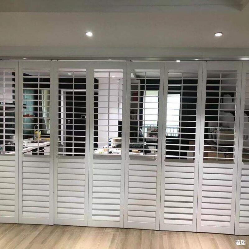 Louvered Partition Solid Wood Folding Door Partition Door Solid Wood Door Balcony Folding Movable Louver Door Others