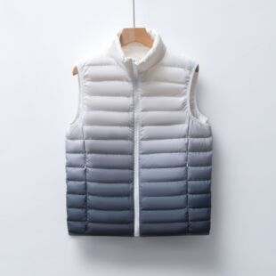 Pinghu Chi New Men's 90 down Men's Stand Collar Vest White Duck down Lightweight down Jacket Gradient Color Jacket