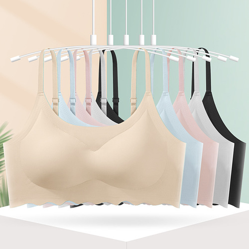 Seamless one-piece simple ice silk women's underwear sling beautiful back and chest girl's sports yoga no wire bra