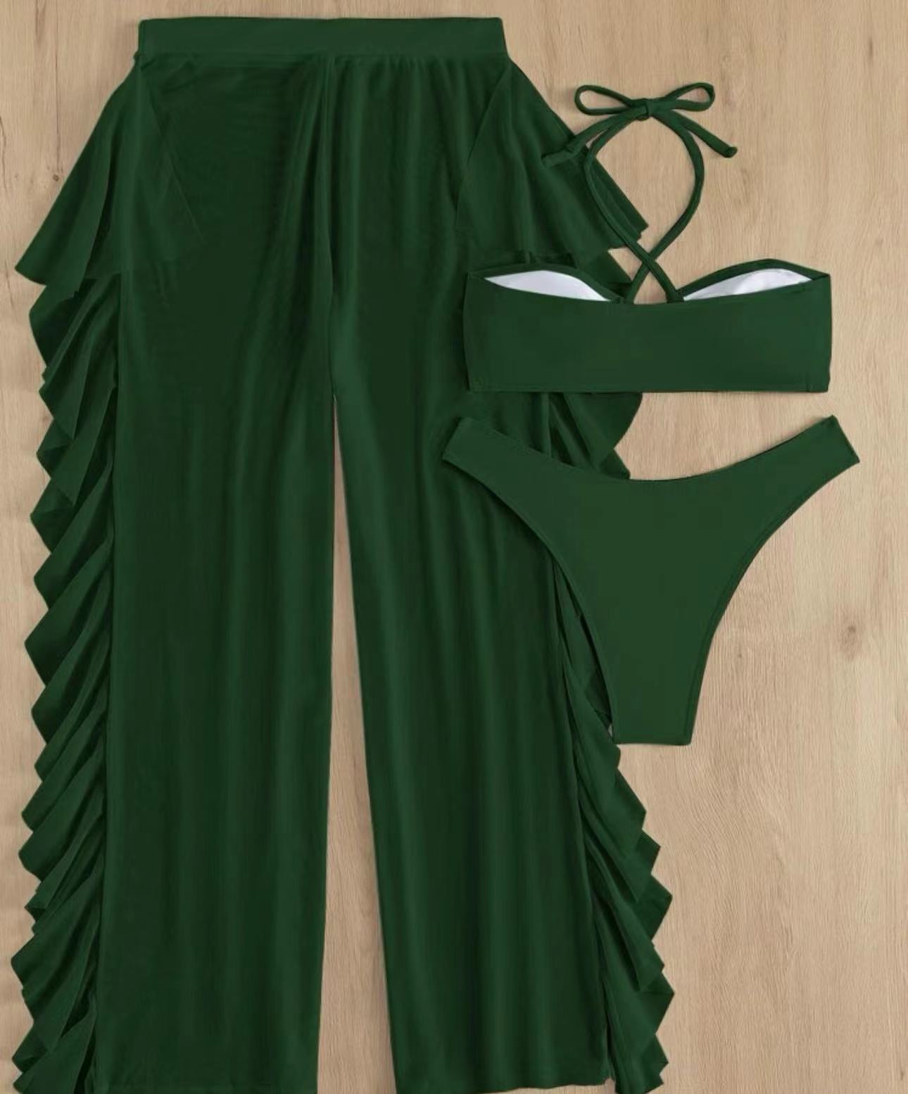 Women's Solid Color 3 Pieces Set Bikinis Swimwear display picture 6
