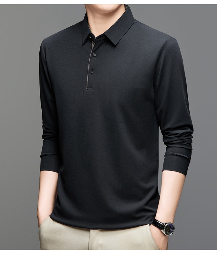 Langarm-Poloshirt für Herren, 2024 Frühling und Herbst Business-T-Shirt mit lockerem Kragen für Herren_voghion.com
