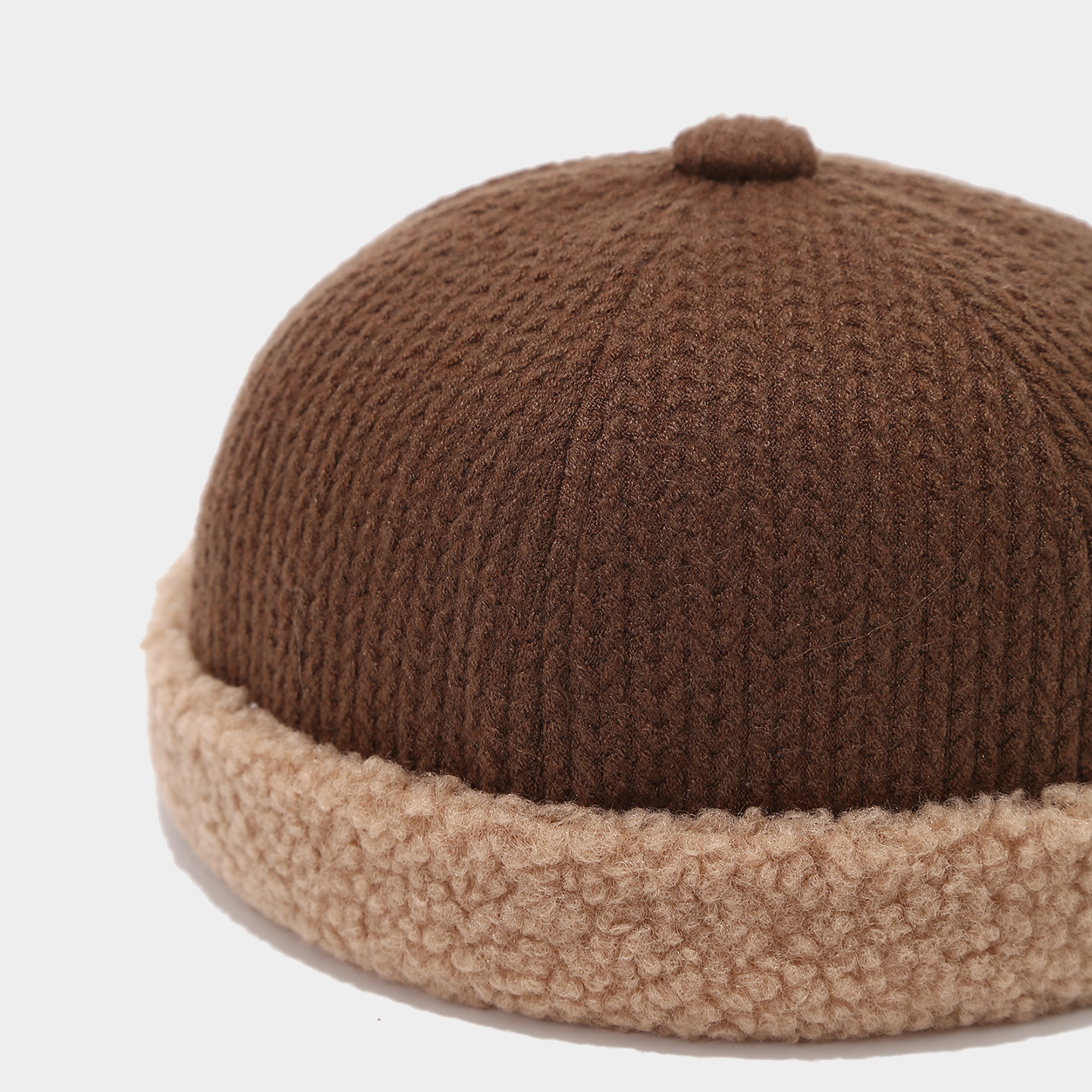 Ins sombrero hombre nuevo estilo retro otoño invierno engrosado empalme sombrero sin cornisa sombrero de piel de melón de moda damas de color sólido image 5
