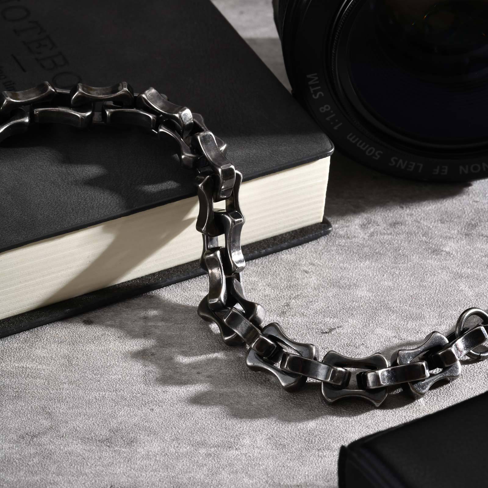 Chunky Stainless Steel Bracelet For Men Motorcycle Style Link_voghion.com