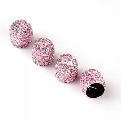 Car Diamond-Encrusted Valve Caps, Car-Mounted valve - light-pink-diamond-1-set-of-4
