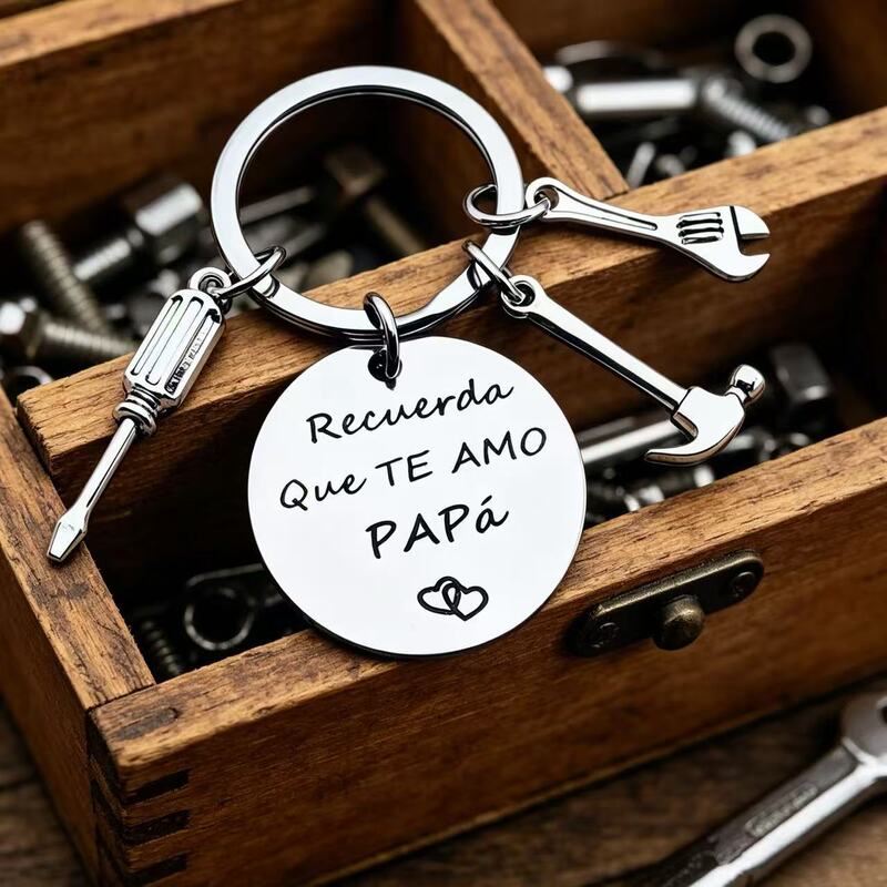 Keychain Gift for Dad Father's Day Thanksgiving Gift Christmas Stainless Steel Key Pendant Dad Remember I Love You Keychain Gift for Dad Father's Day Thanksgiving Gift Christmas Stainless Steel Key Pendant Dad Remember I Love You