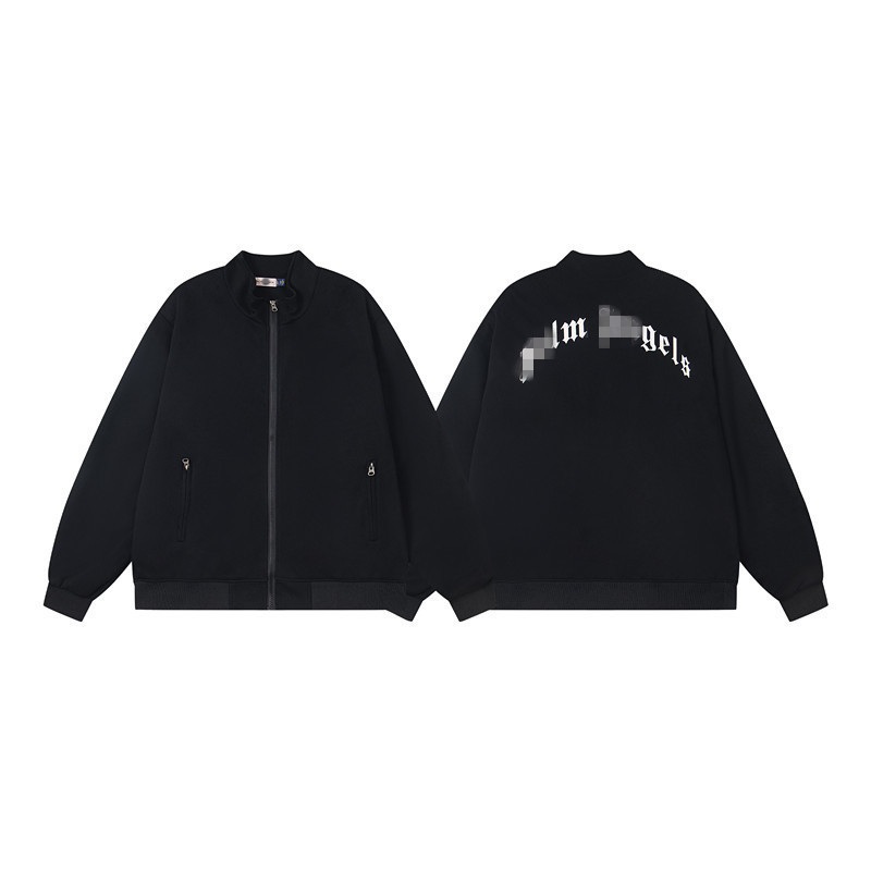 Cross-Border European and American Trendy Brand Palm Angels Letter Logo Printed Stand Collar Jacket for Men and Women High Street Sports Casual Outerwear Cross-Border European and American Trendy Brand Palm Angels Letter Logo Printed Stand Collar Jacket for Men and Women High Street Sports Casual Outerwear