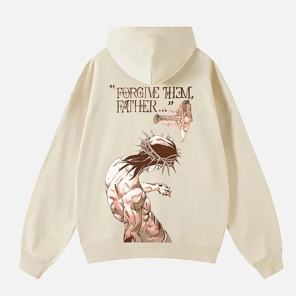 Men's Forgive Them Father Bible Verses Print Hoodie Fall