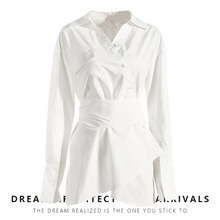 独立高级欧美ins不规则衬衫连衣裙小众设计感复古宽松收腰冷淡 潮