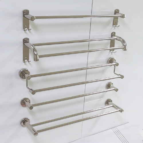 304 stainless steel single and double rod bathroom towel bar bathroom and toilet hole-free towel rack and bath towel rack