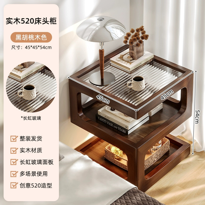 Alternativa a la mesita de noche de madera maciza, armario de almacenamiento de dormitorio doméstico pequeño simple y moderno, estante de borde de cama creativo con luz