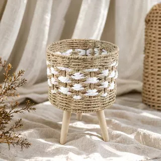 Cesta de Flores Decorativa Tejida a Mano de Cuerda de Papel para Sala de Estar y Oficina image 37