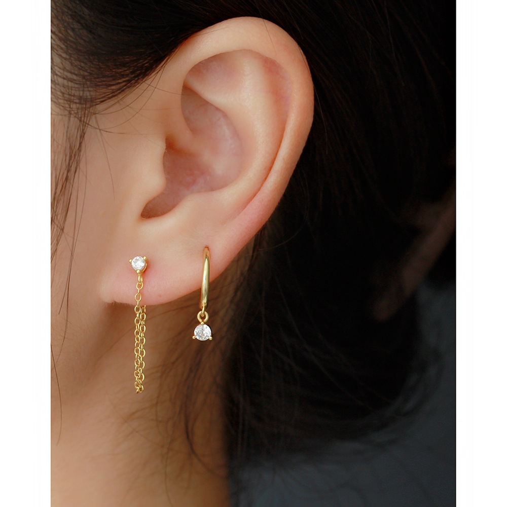 4g Weight 0.03µm Gold Plating Thickness Electroplating Gold Plating Process 925 Sterling Silver Ear Needle Material 1 Pair 925 Sterling Silver Zircon Water Droplets Drop Earrings