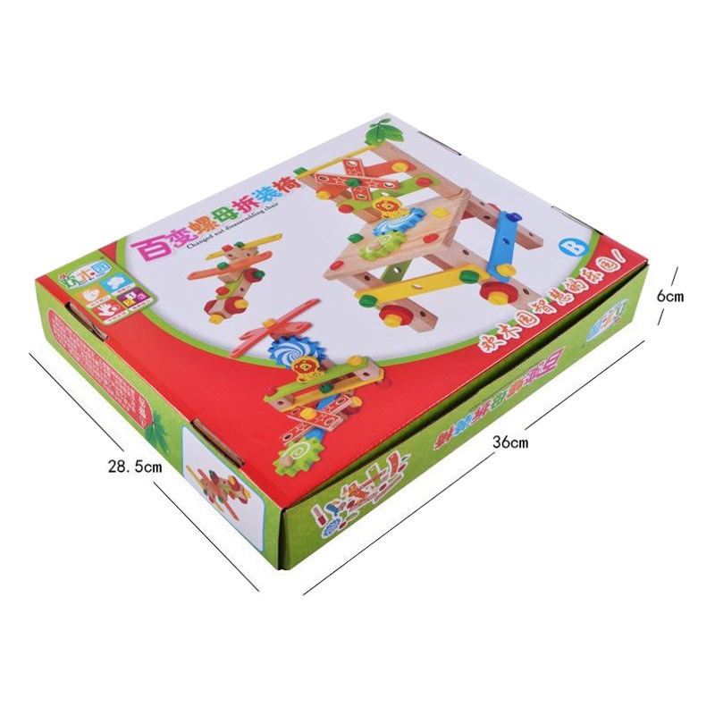 Transfronterizo Montessori Niños DIY Luban silla tuerca de desmontaje manual de montaje de la herramienta de montaje de juguetes educativos multifuncionales