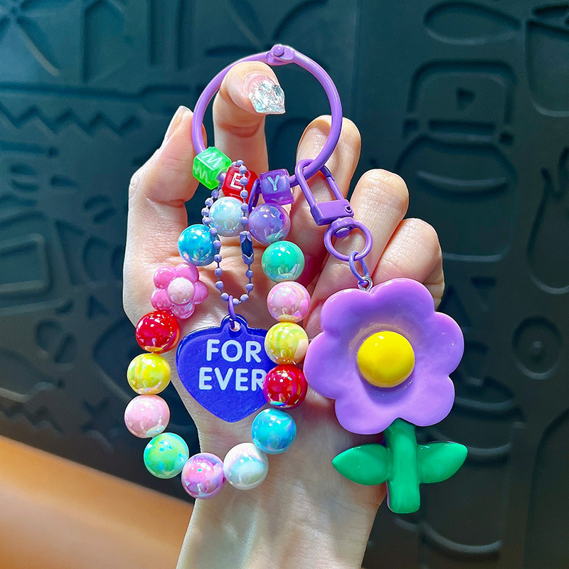 Flor de resina creativa colgante de llavero colgante colorido beaded pulsera mochila colgante decoración regalos pequeños regalos al por mayor