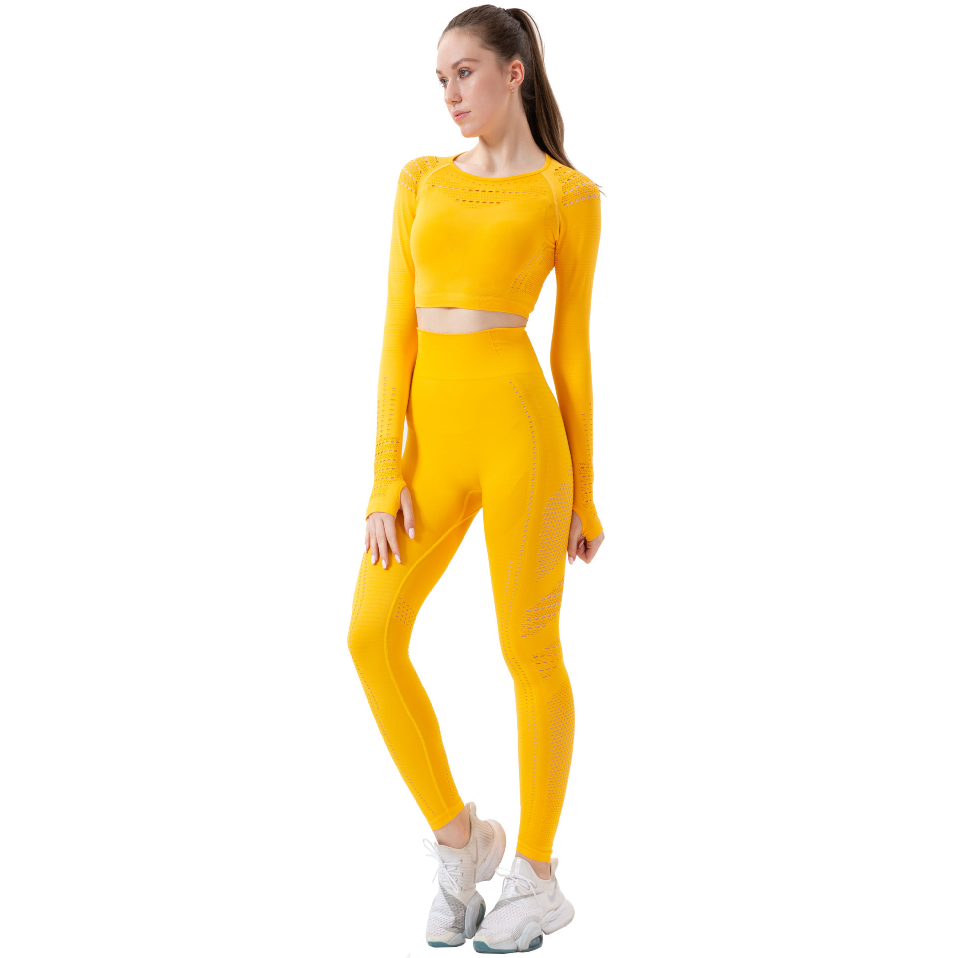 hip-lifting high-elastic Yoga Sports Tight Long Sleeve Two-piece Set NSOUX107588