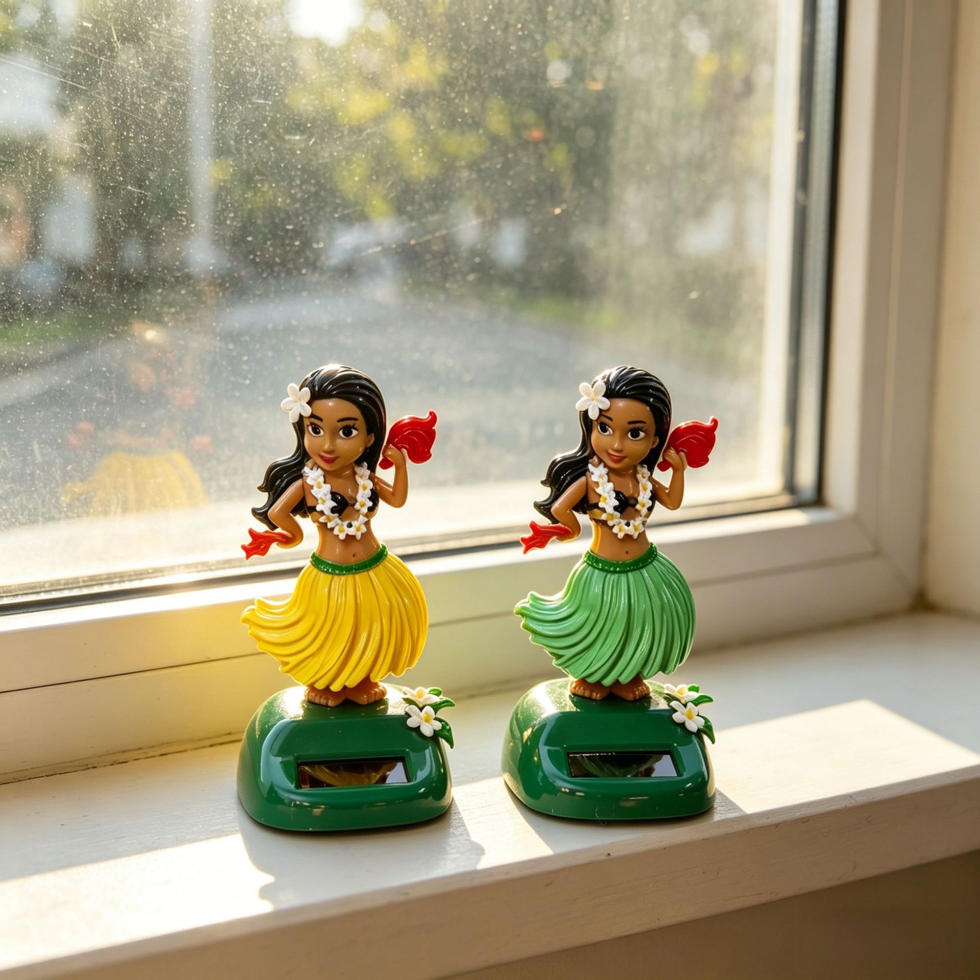 Solar-powered Hawaiian hula girl car ornament, creative car interior decoration, swinging figurine