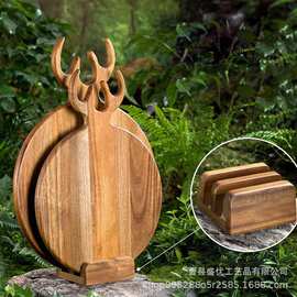 跨境木质带手柄圣诞菜板厨房木制双面菜板鹿角家用奶酪披萨面包板