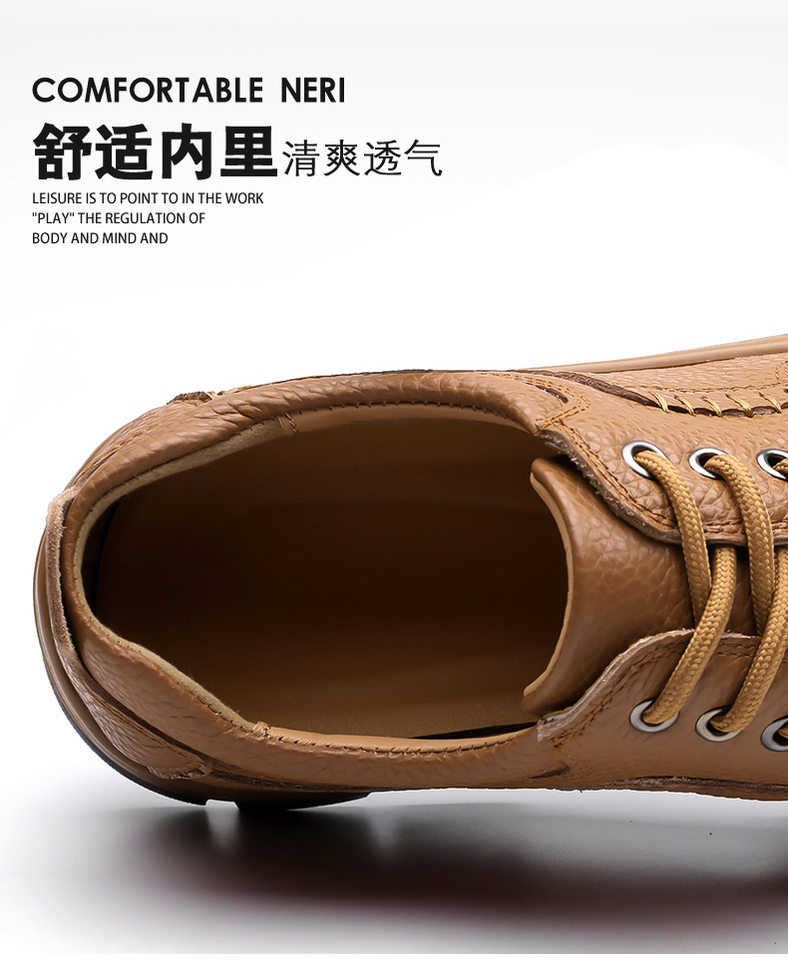 Giày da nam da bò thật mũi tròn đế dày đa năng thoáng khí — q6303 kaki, q6303 màu nâu, q6303 đen chi tiết 12