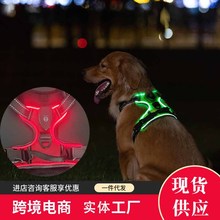 跨境新品宠物用品led发光胸背带宠物牵引绳安全带发光宠物背心