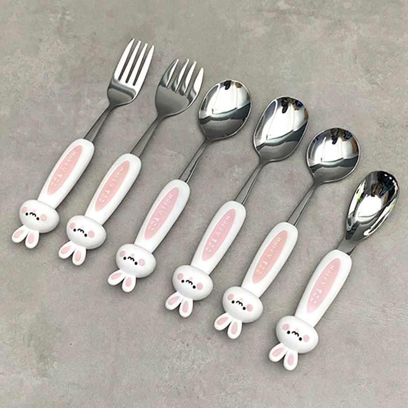 304 ステンレス鋼スプーン、高品質の漫画子供用食器、ベビーフードスプーン、インゴットスプーン、食べるスプーン、スープスプーン|undefined