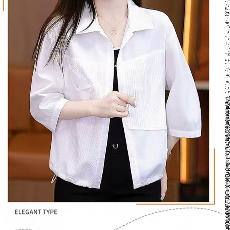 C006 패션 캐주얼 니트 스티칭 웨스턴 스타일 캐주얼 드로스트링 미드 슬리밍 올 매치 셔츠 JR