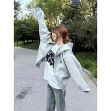 美式高街连帽卫衣女春秋季2025新款韩系慵懒风oversize外套棒球服