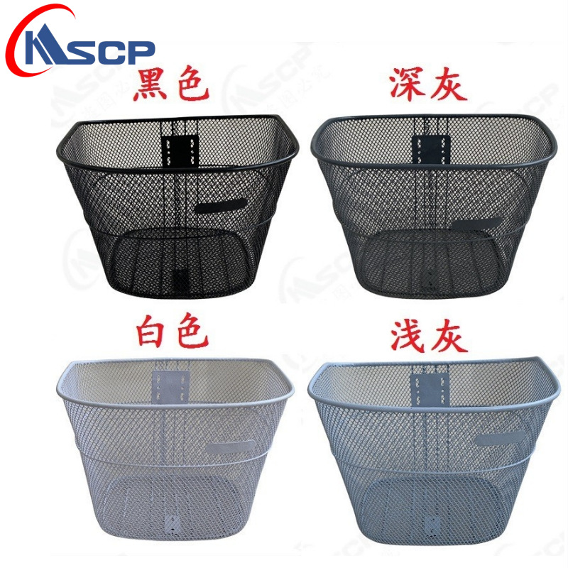 Venta al por mayor cesta de hierro para bicicleta cesta de malla de hierro cesta frontal cesta de malla de hierro para bicicleta cesta frontal accesorios de equitación