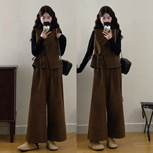 2025年秋季新款气质显瘦胖mm大码女装胖mm新款时尚显瘦毛呢三件套