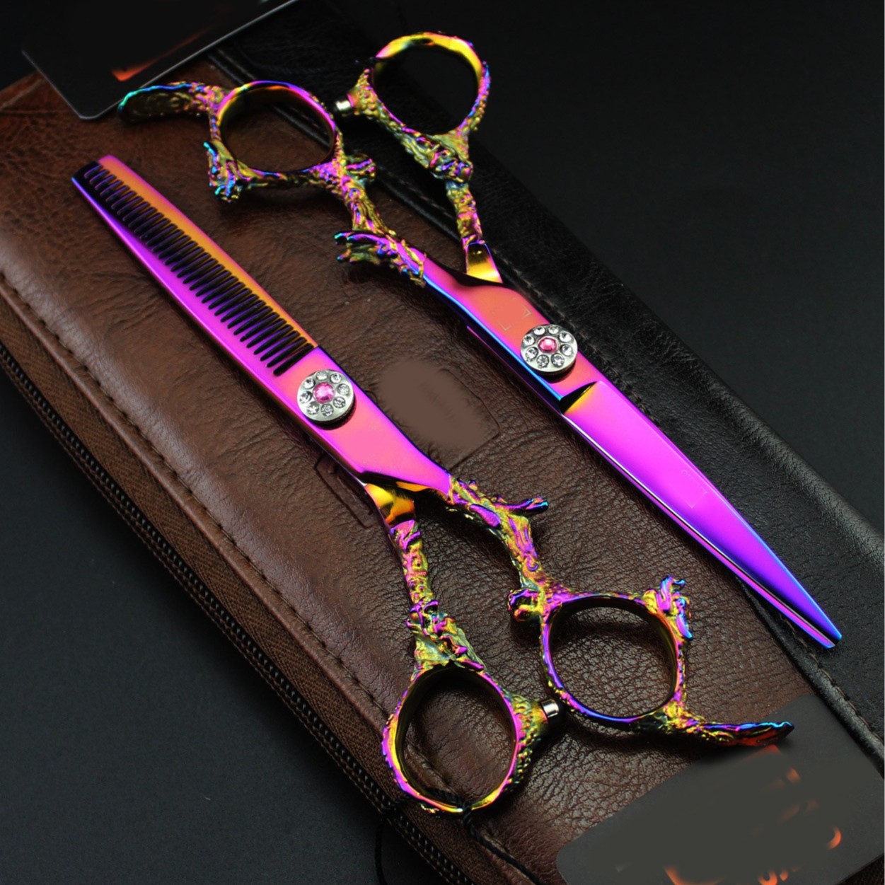 6.0寸  粉色怪龙柄 美发剪刀 理发剪 平剪  牙剪 打薄XL2-0401