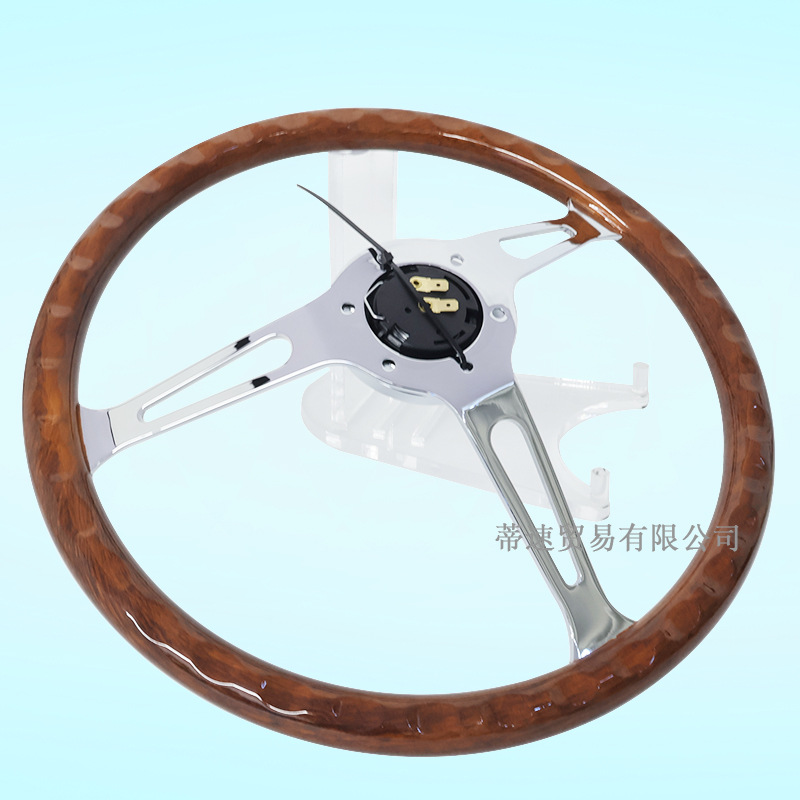 Factory direct sales universal car modification 15inch peach wood color steering wheel classic retro 380MM electroplated concave center