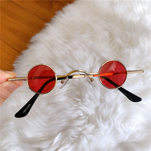 Punk round sunglasses, prince glasses, retro sunglasses for men and women, ultra-small frame, traitor, hip-hop concave shape