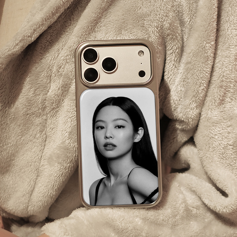 Star Cover Glossy Black Frame Hydrogel Shell Suitable for Apple 17Pro Mobile Phone Case 16Pro Glue 15Pro Silver Frame