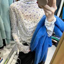 2026新叠穿内搭小碎花打底衫女长袖韩系甜美长袖T恤透视打底上衣