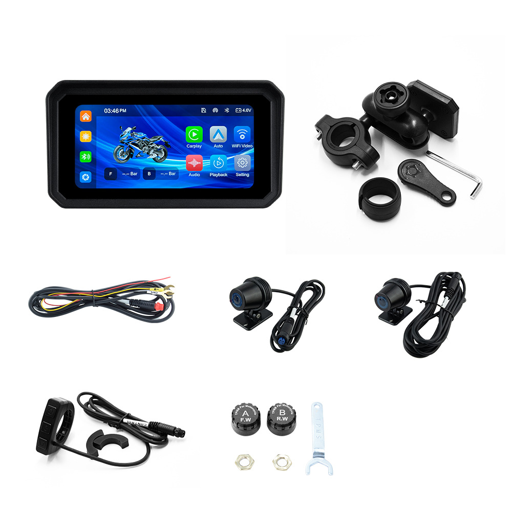 6.25inch Motorcycle Wireless Carplay/Android Auto Phone Screen Projection Dash Cam
