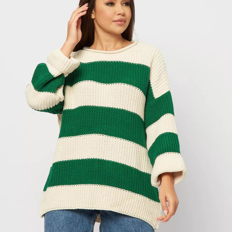Свитер вязанный в полоску Striped Knit Sweater
