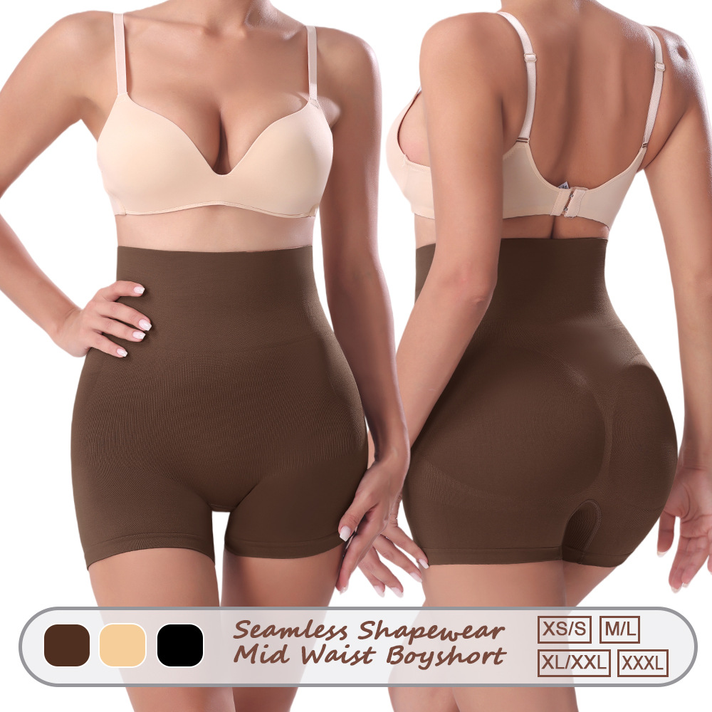 Zhanrun Cross-border SH0013 Mid-waist Flat Angle Seamless Tummy Control Pants, Hip Lifting and Body Shaping, European and American Foreign Trade Body Shaping Safety Pants for Women