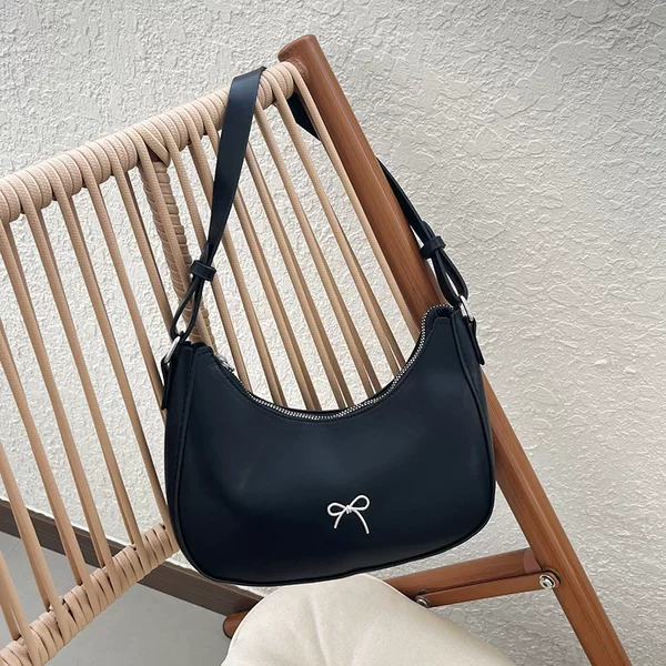 Cross-Border French Fashion Texture 2026 Casual Bow-Decorated Women's Retro Style Underarm Shoulder Crossbody Bag for Women