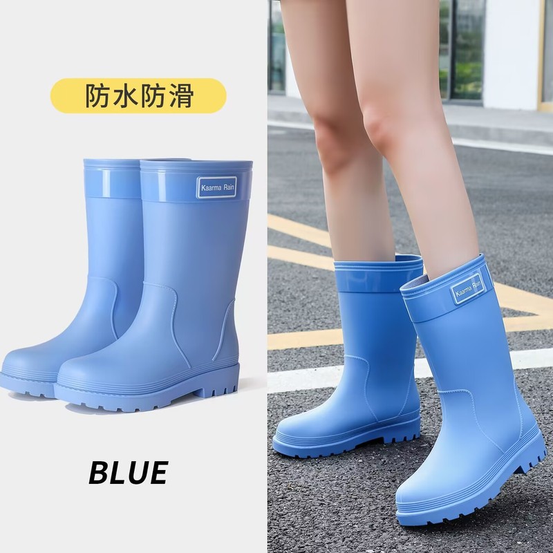 新款磨砂系列中筒女雨鞋防滑中筒女靴PVC胶鞋街头百搭厚底防水鞋|undefined