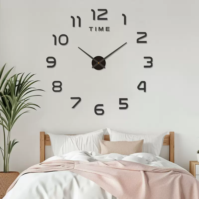 简约3D立体墙贴钟卧室玄关DIY挂钟免打孔亚克力静音数字时钟时尚