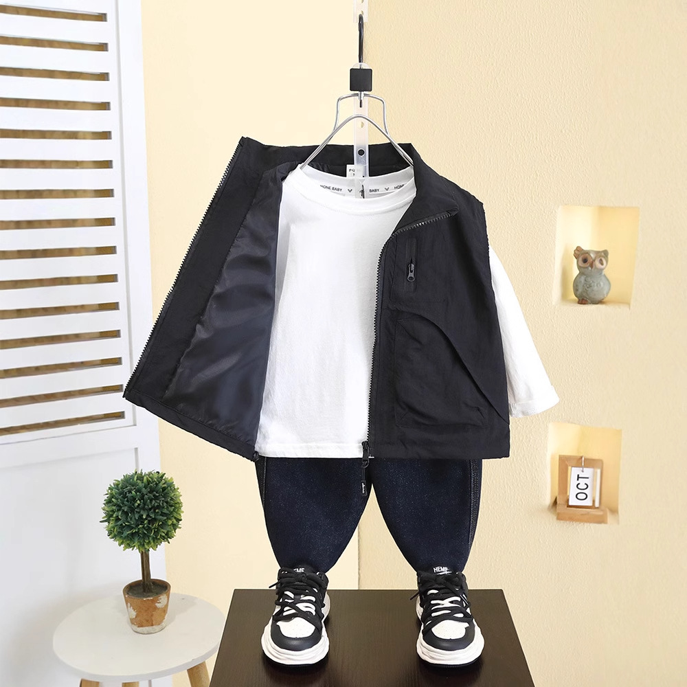 7525 chaleco para niños modelos de primavera y otoño 2025 nueva ropa para niños chaqueta superior sin mangas de primavera chaleco coreano para niños
